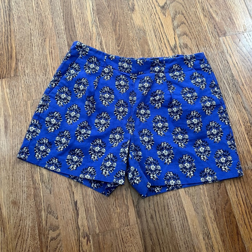 Madewell Blue Print Linen Blend Shorts, 4